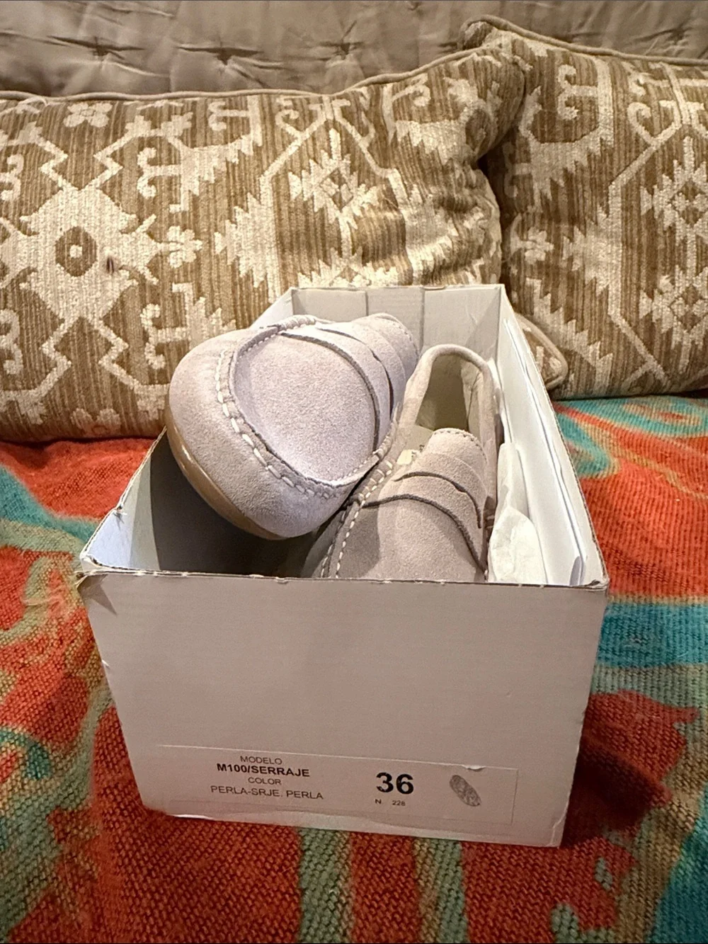 Kids Suede Moccasin Loafers in Light Pink